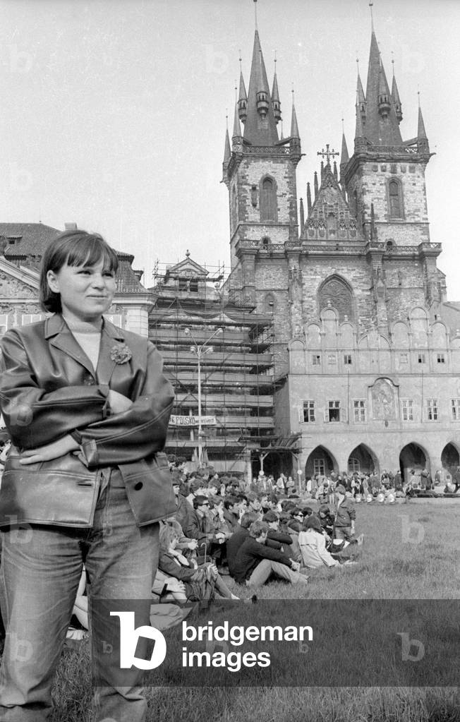 Demonstration in Prague, 1968 (b/w photo)