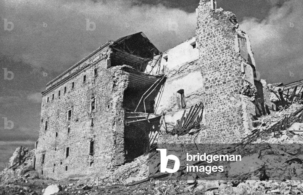 Destroyed exterior facade of the Alcazar of Toledo, 1936