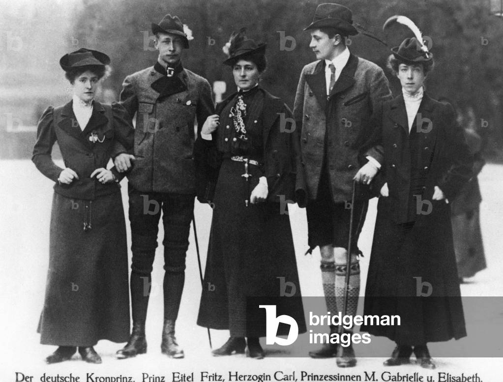 Crown Prince Wilhelm of Prussia with his brother Eitel Friedrich visiting Bavaria, around 1900
