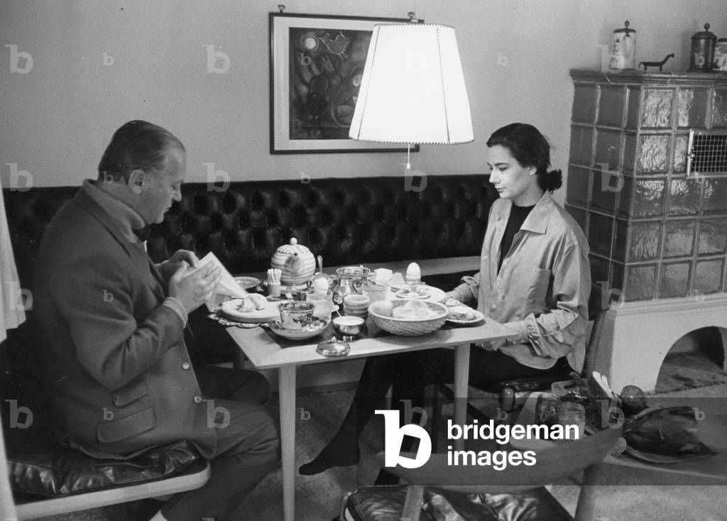 Curd Juergens and Simone Bicheron, 1959 (b/w photo)