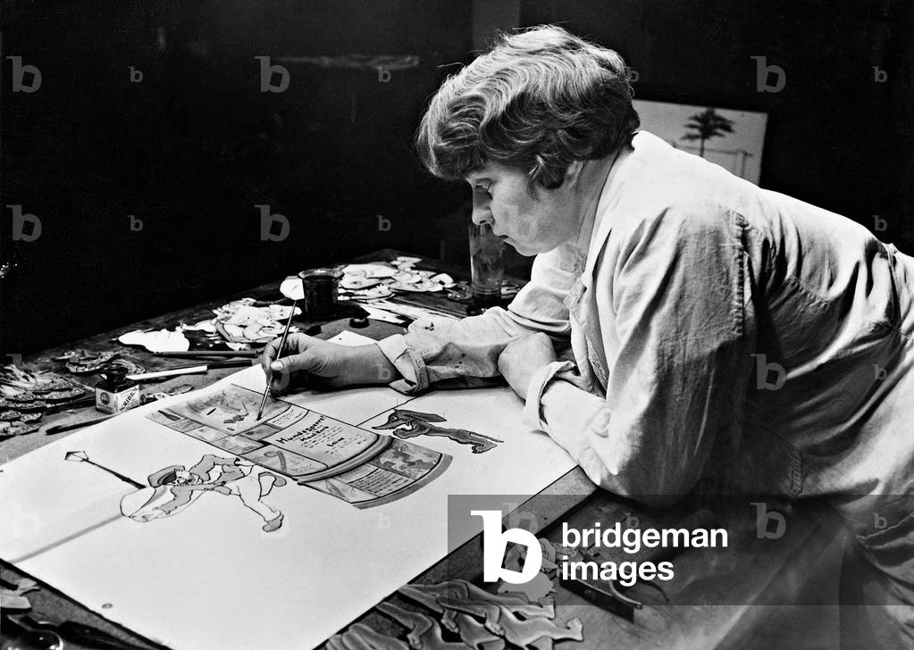 Production of a cartoon, 1929 (b/w photo)