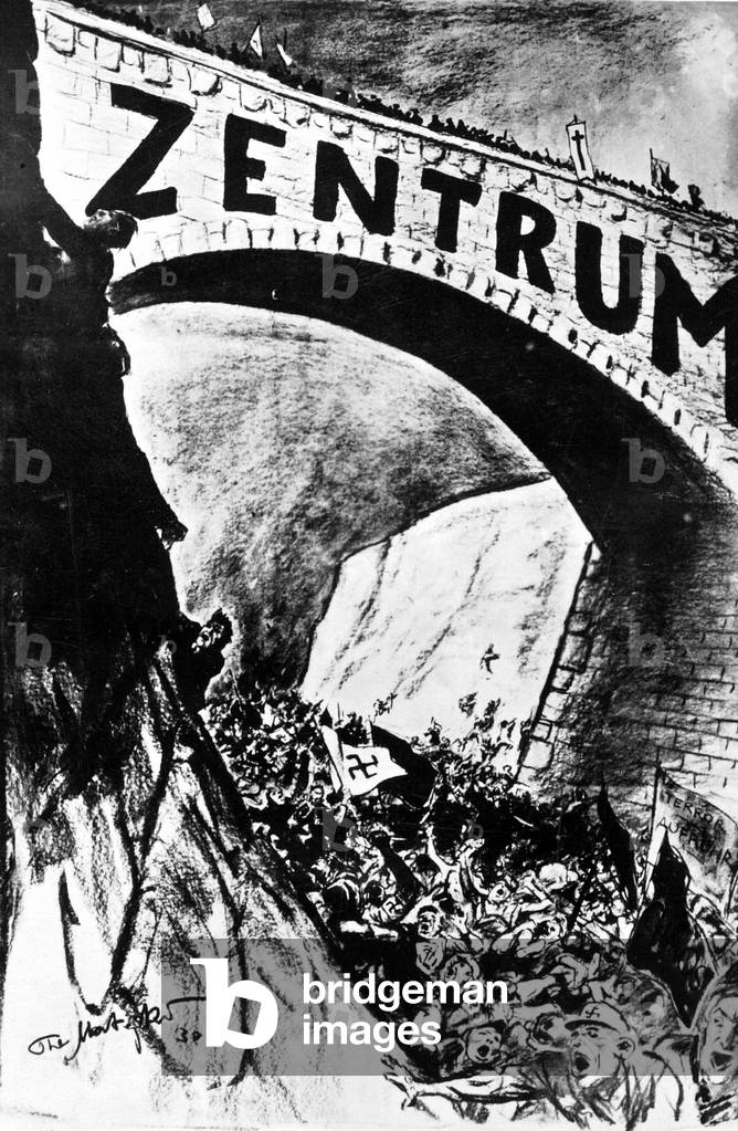 Election poster of the Center for the Reichstag elections of 14. September 1930 (b/w photo)