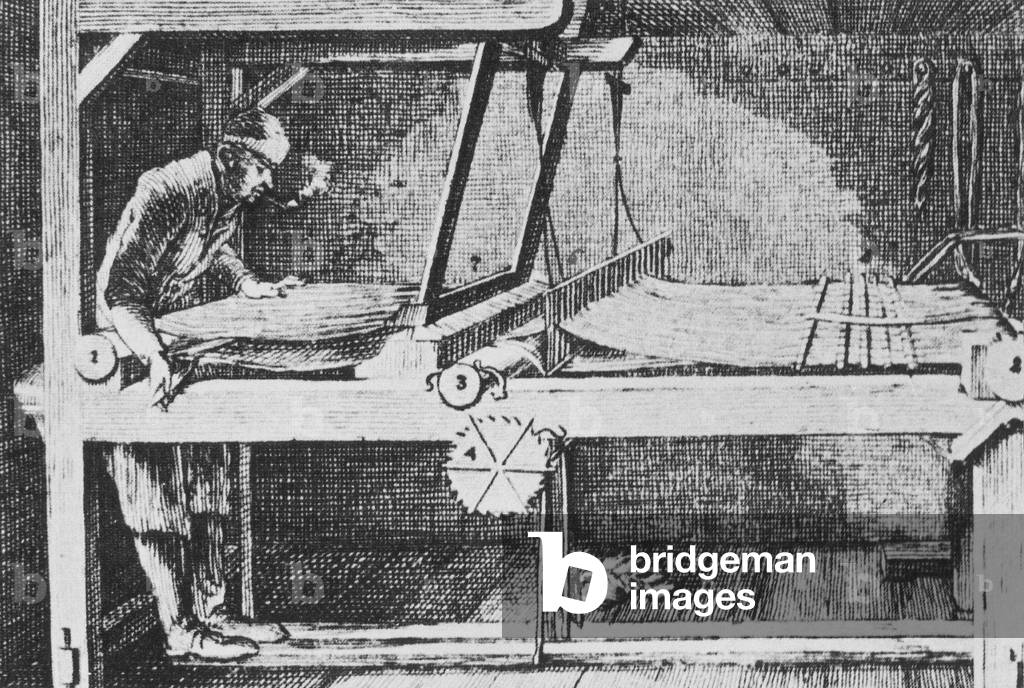 Weaver in the 18th century (b/w photo)