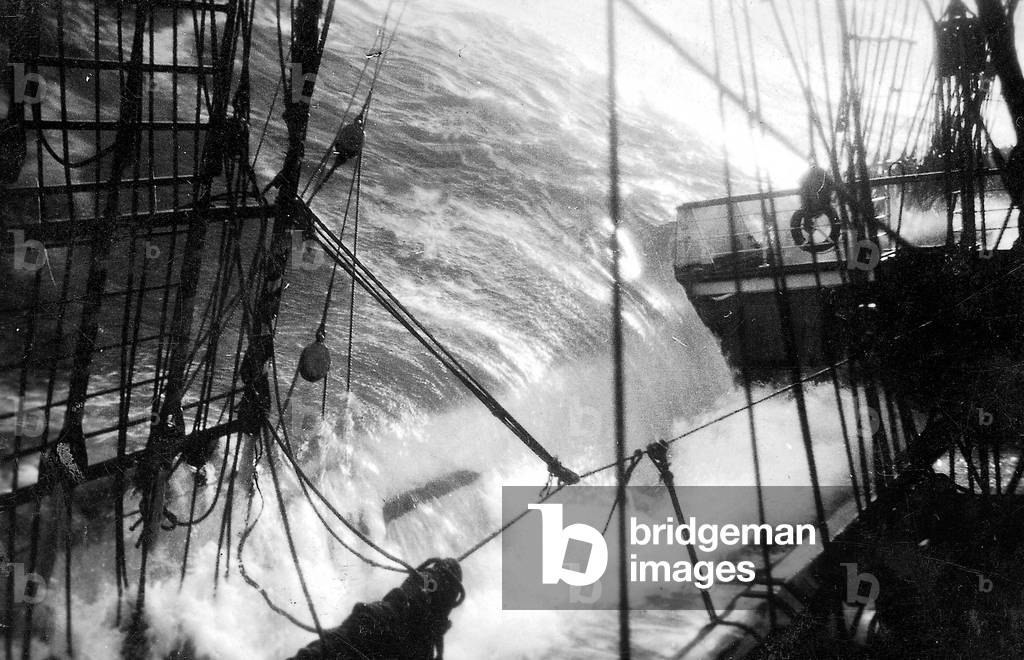 Cape Horn, sailing ship in a storm, 1931 (b/w photo)