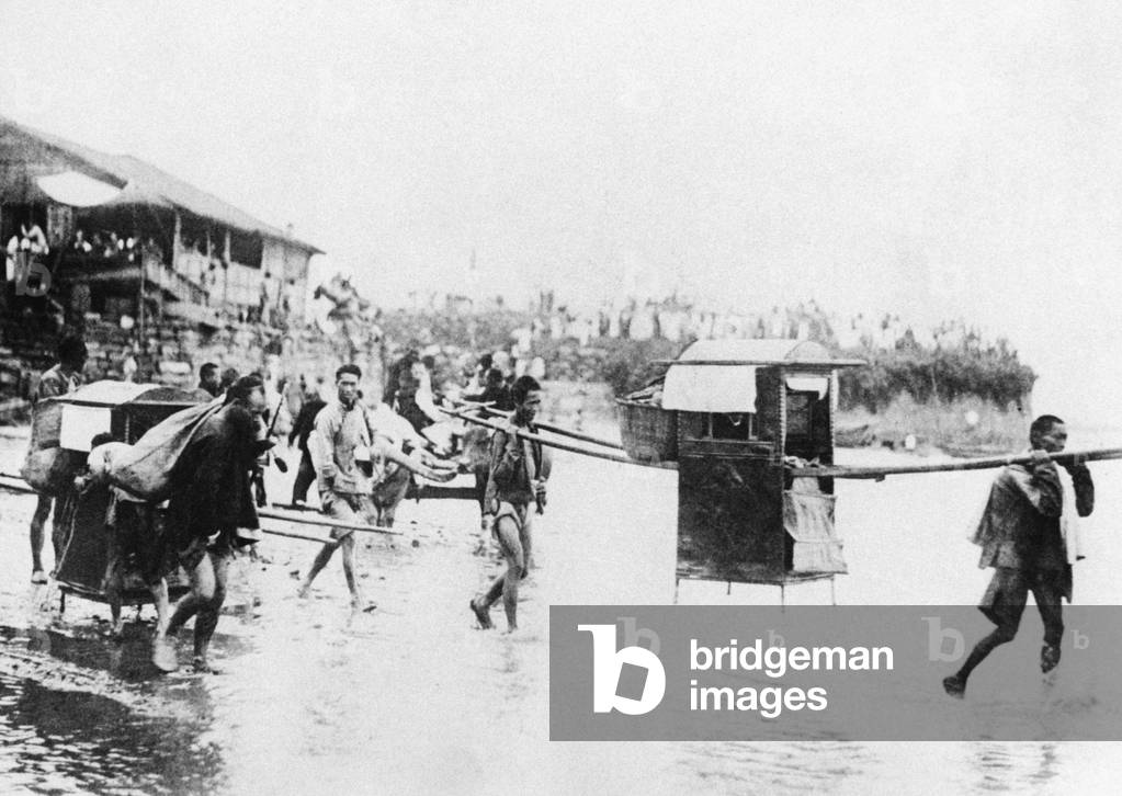 Bathing in China, 1920 (b/w photo)