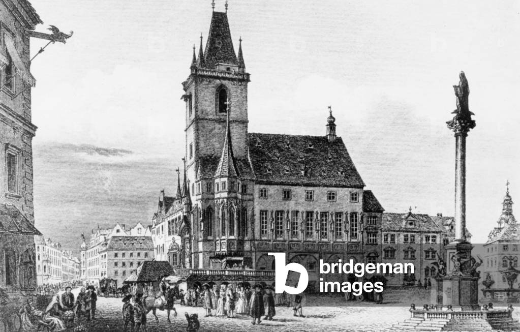 City Hall in Prague, 1700 (b/w photo)