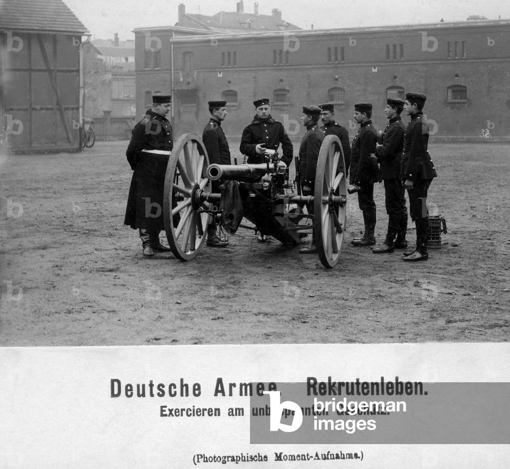 Recruits drilling, 1902 (b/w photo)