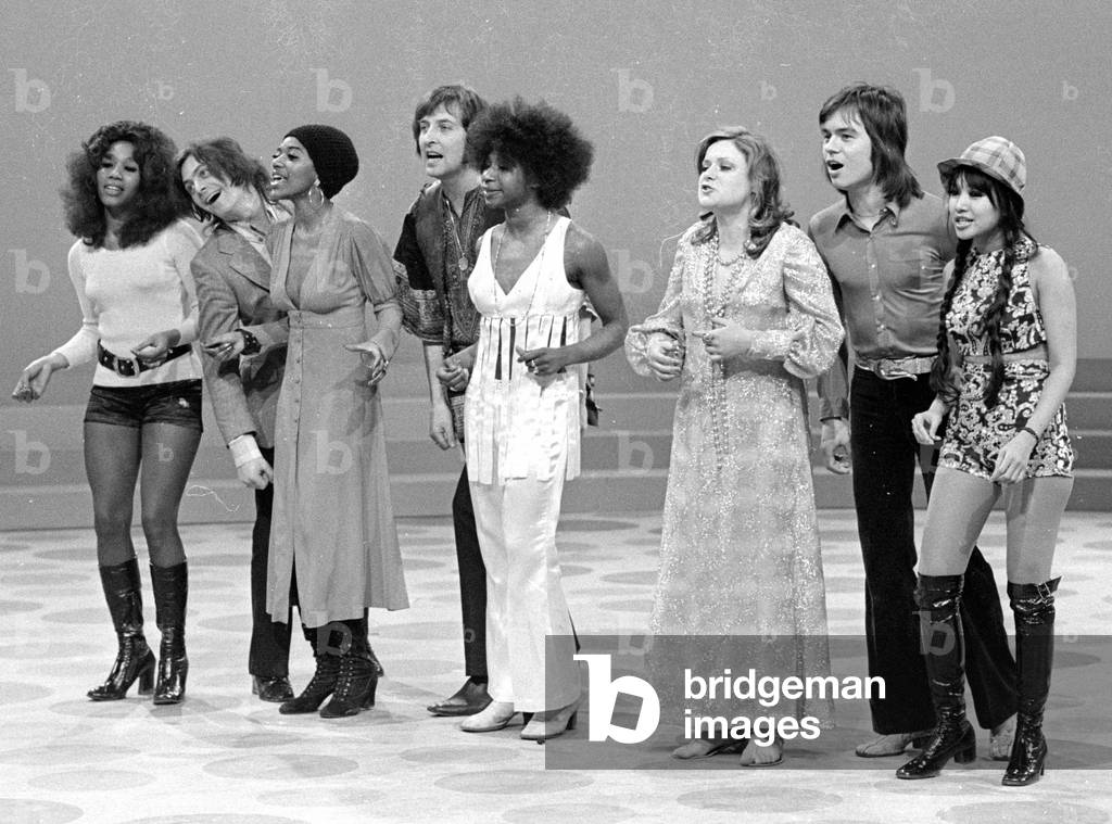 Band in the TV show 3x9, 1971 (b/w photo)