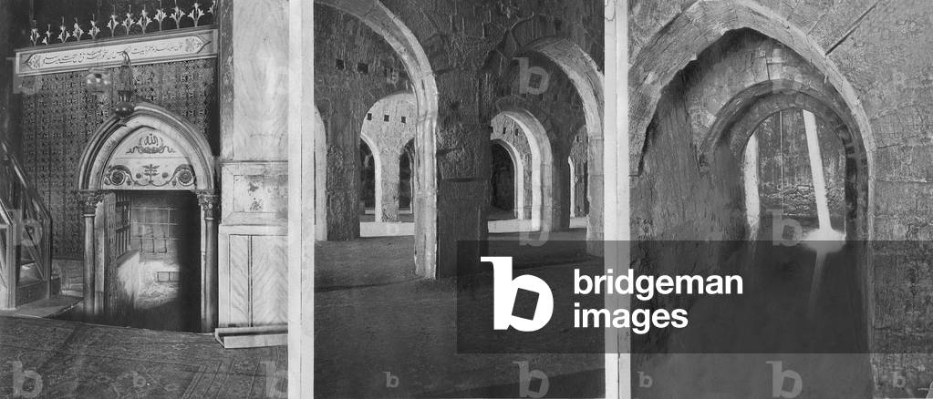 Underground complex of the Al Aksa Mosque in Jerusalem, 1925 (b/w photo)
