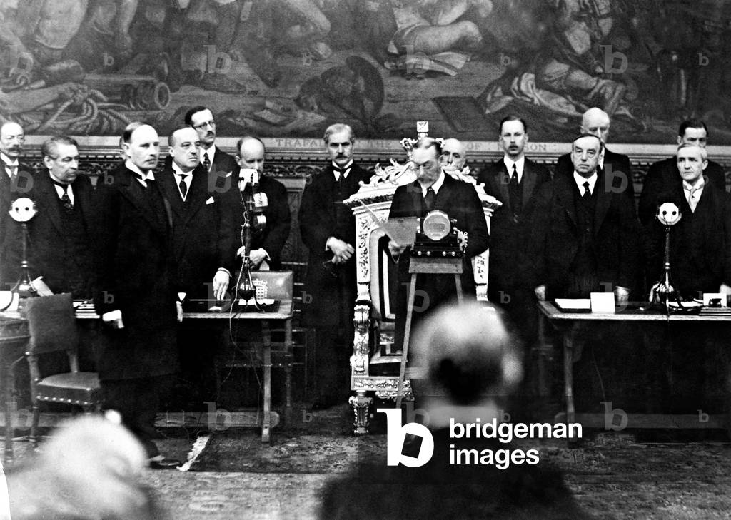 George V at the opening of the London Naval Conference, 1930 (b/w photo)