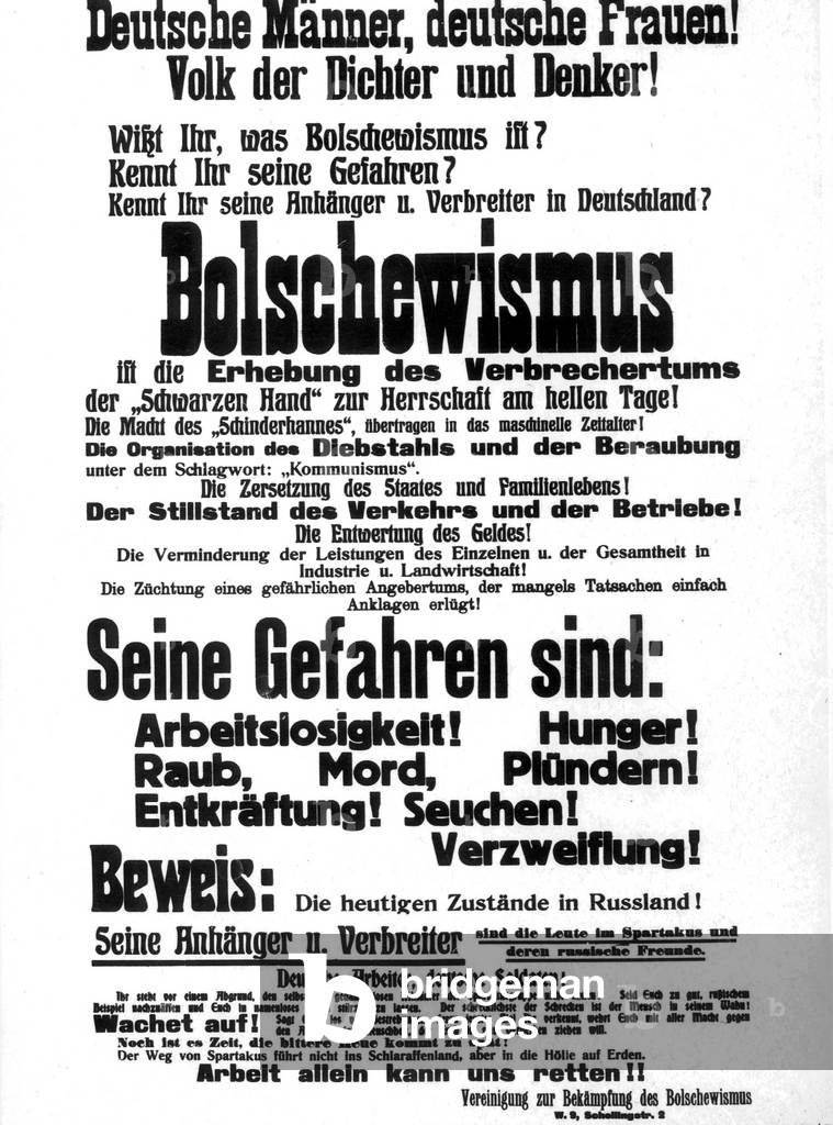 Propaganda against bolshevism, 1919 (b/w photo)