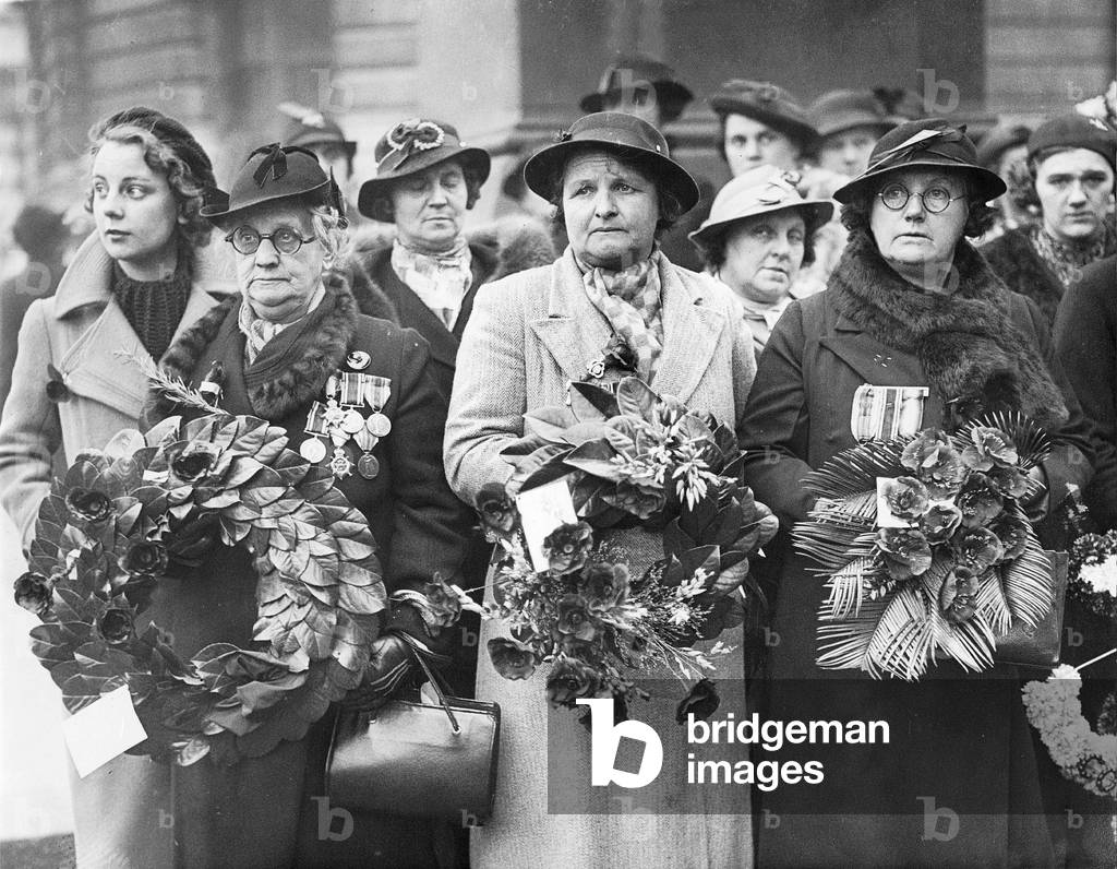 Women on Armistice Day, 1937 (b/w photo)