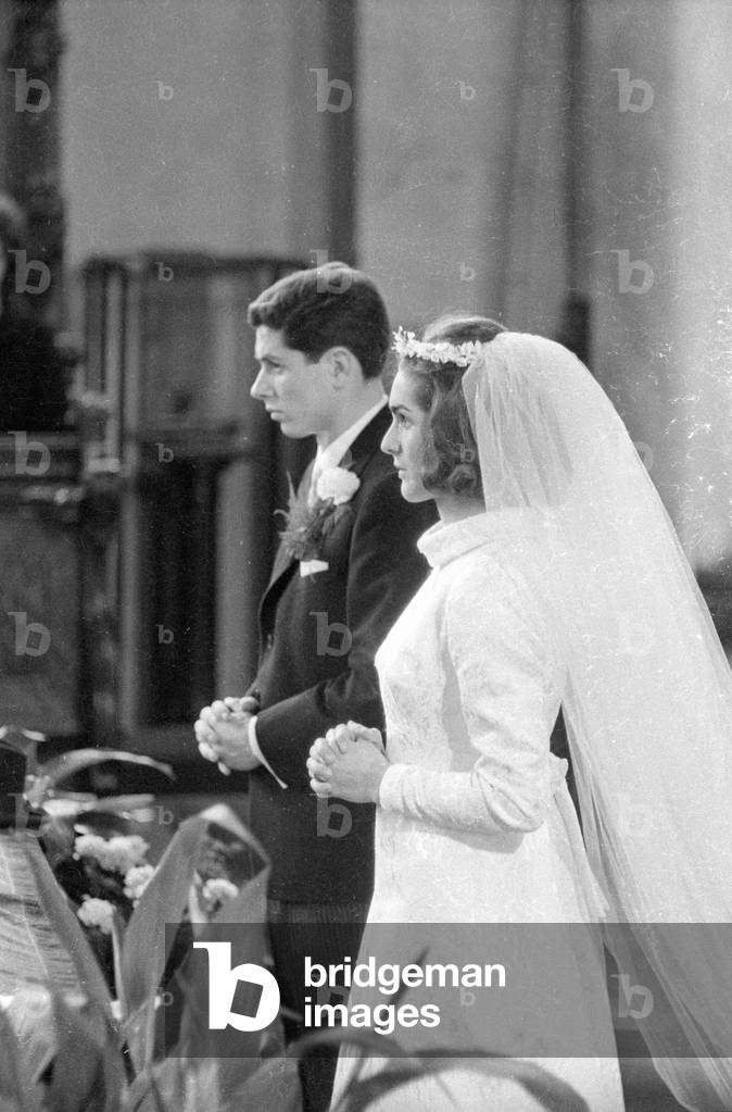 The wedding of Edith Zimmermann-Rhomberg in Bregenz, 1966 (b/w photo)