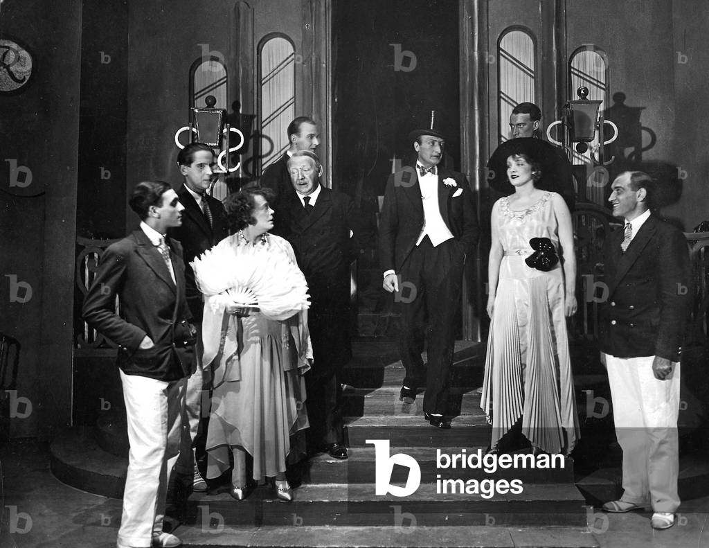 Marlene Dietrich in the play 'Two Ties' in Berlin (1929) (b/w photo)