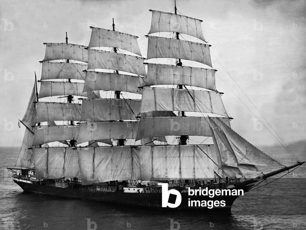 Sailing barge 'Archibald Russell' in the English Channel, 1933 (b/w photo)