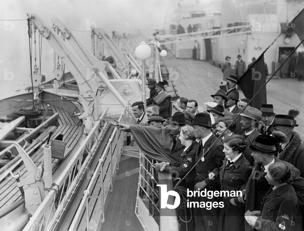 Travelers on board the 'Strength Through Joy' ship 'Wilhelm Gustloff', 1938 (b/w photo)