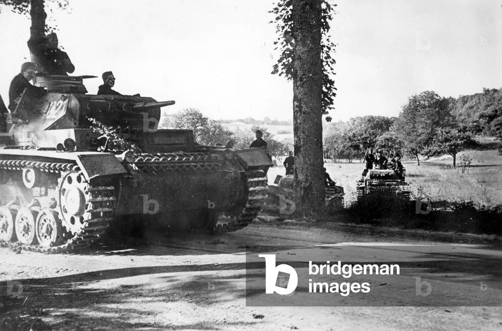 German Panzer III E in France, 1940 (b/w photo)