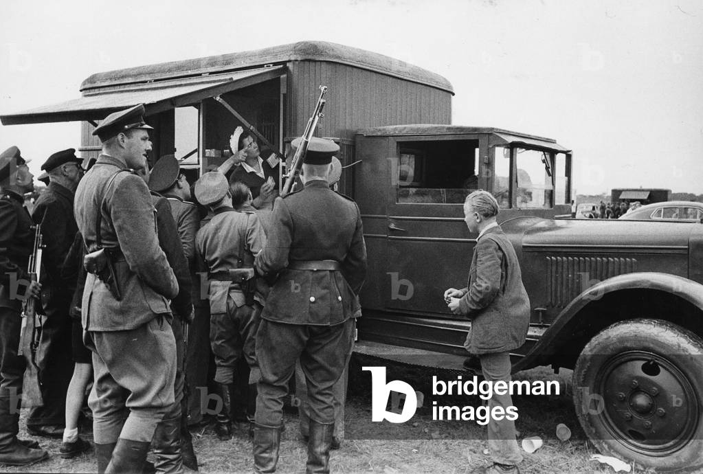 Withdrawal of Russians from Magdeburg, 1956 (b/w photo)