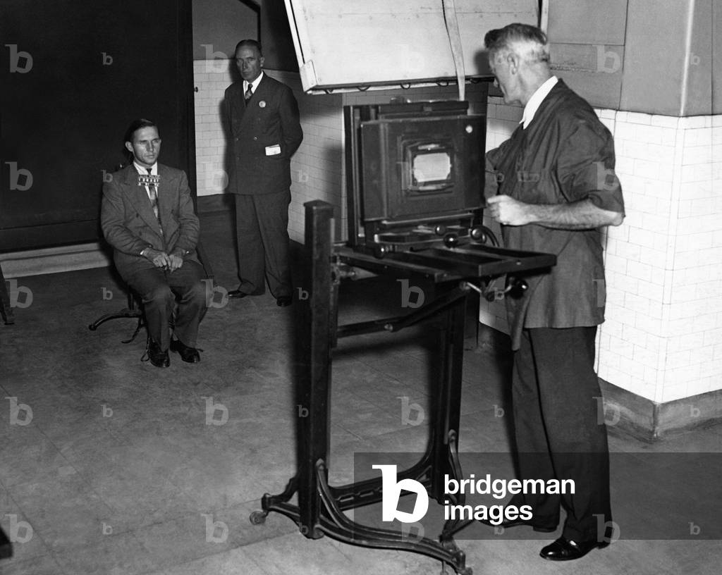 Bruno Richard Hauptmann after his arrest in New York, 1934 (b/w photo)