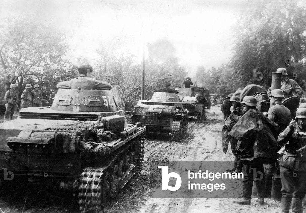 German tanks during the Polish campaign (b/w photo)