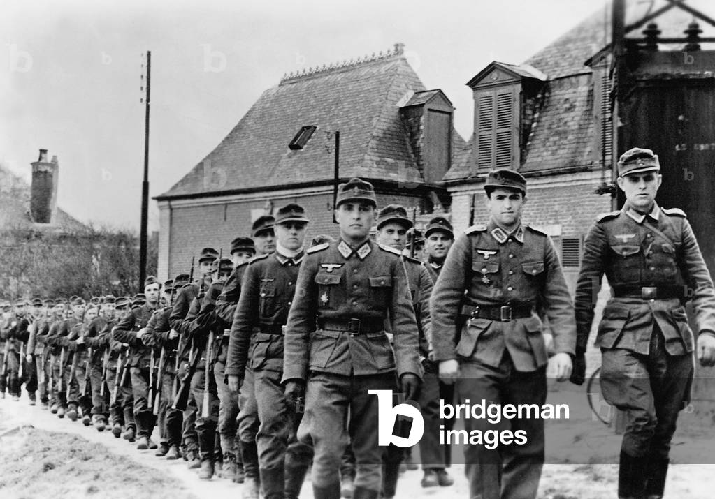 Cossack units of the Wehrmacht in France, 1944 (b/w photo)