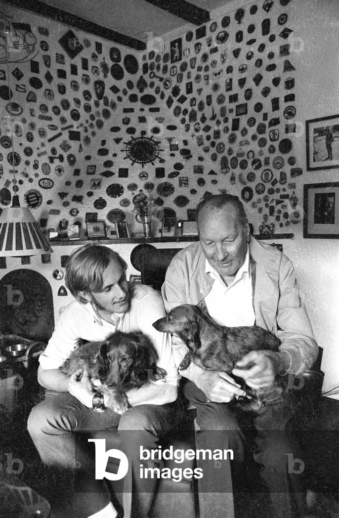 Hans Stuck and Hans-Joachim Stuck in Garmisch, 1971 (b/w photo)