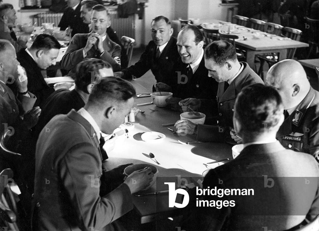 Rudolf Hess and Willy Messerschmitt in Augsburg, 1939 (b/w photo)