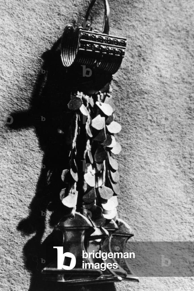 Replica of Priam's Treasure, found by Heinrich Schliemann at Troy, 1900 (b/w photo)