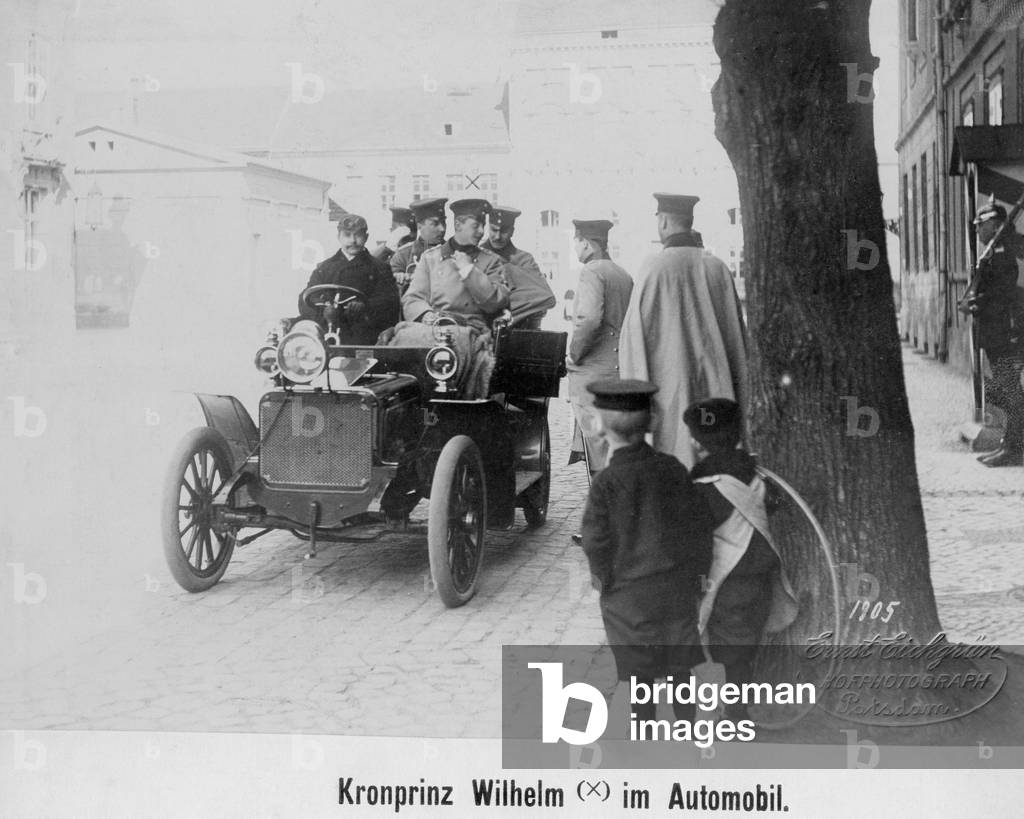 Crown Prince Wilhelm in a car, 1905