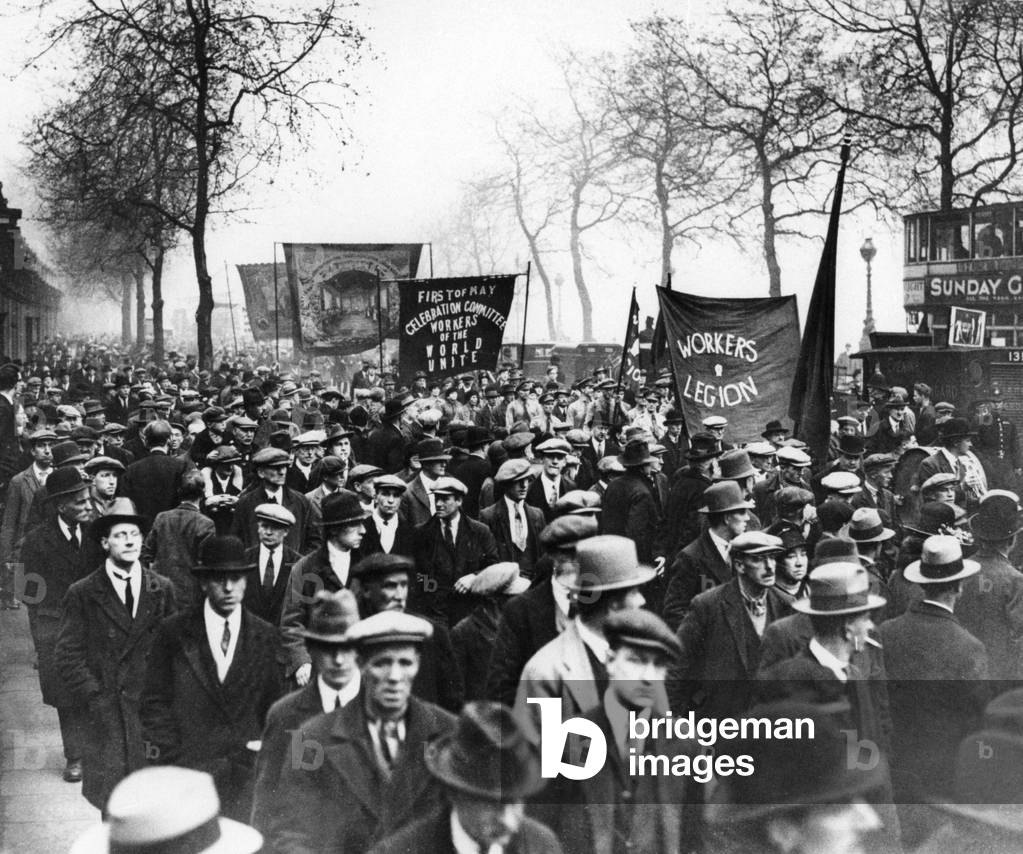 Labour Day demonstrations on the banks of the Thames, 1929 (b/w photo)