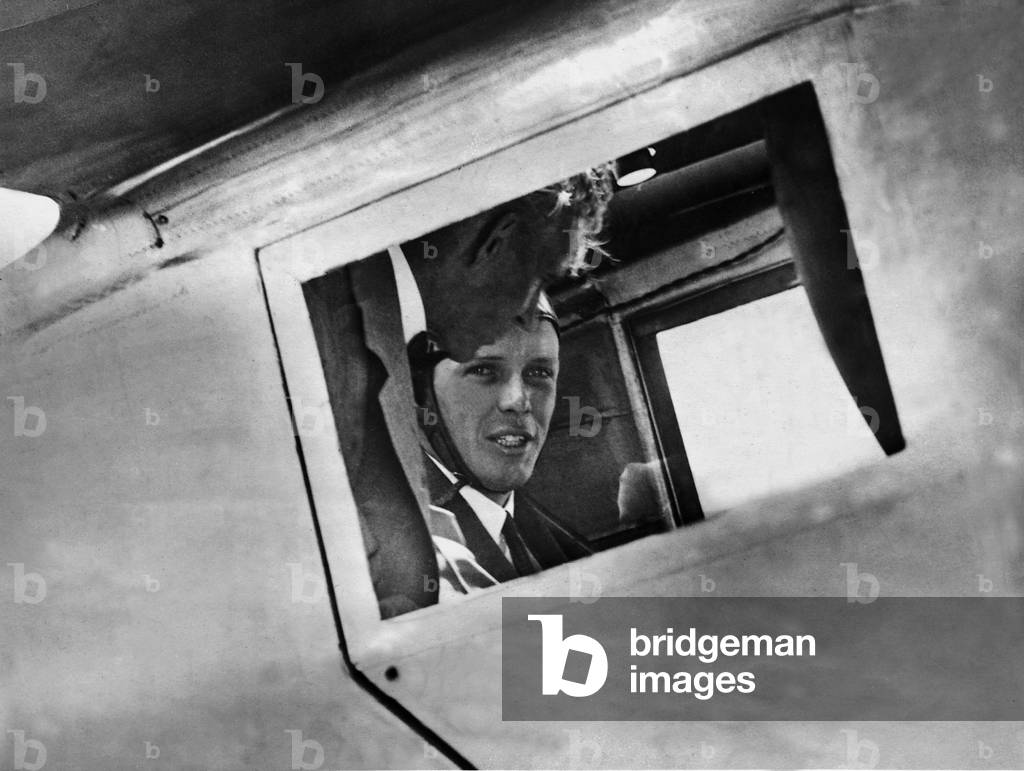 Henry Ford and Charles Lindbergh in the 'Spirit of St. Louis', 1927 (b/w photo)