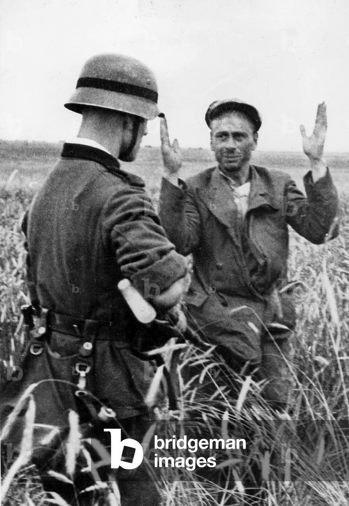 A Russian Partisan is Taken Captive, 1941 (b/w photo)