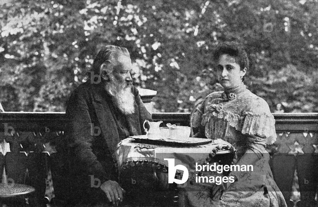 Johannes Brahms and Mrs. Strauss (b/w photo)