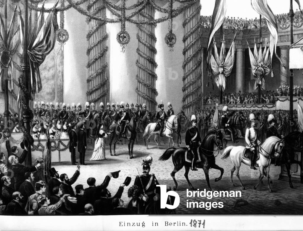 Return of German troops to Berlin, 1871 (b/w photo)