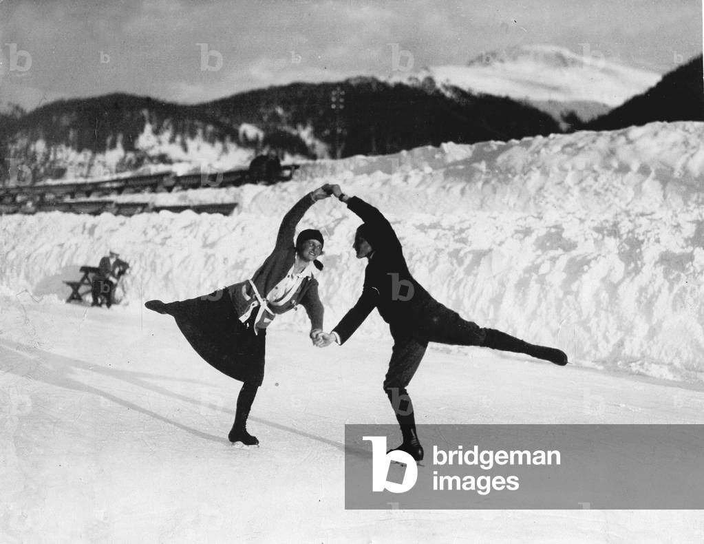 Ellen Brockhoeft and Werner Rittberger, 1923 (b/w photo)