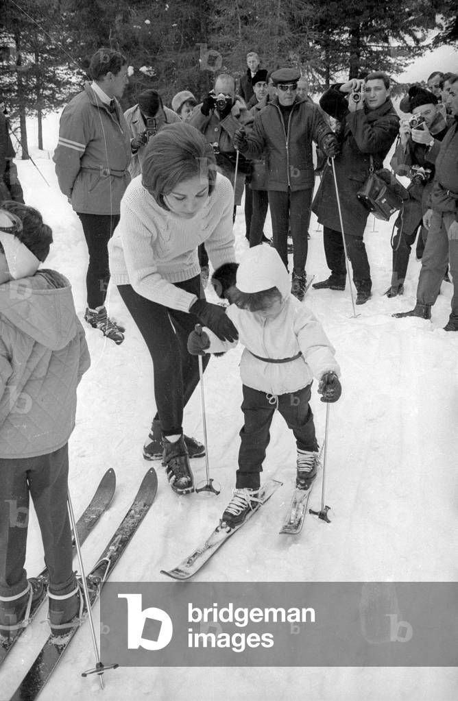 Farah Diba in St. Moritz, 1968 (b/w photo)