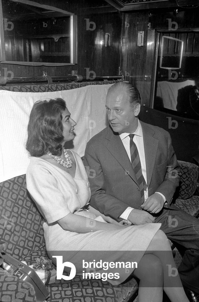 Curd Juergens with Simone Bicheron, 1959 (b/w photo)