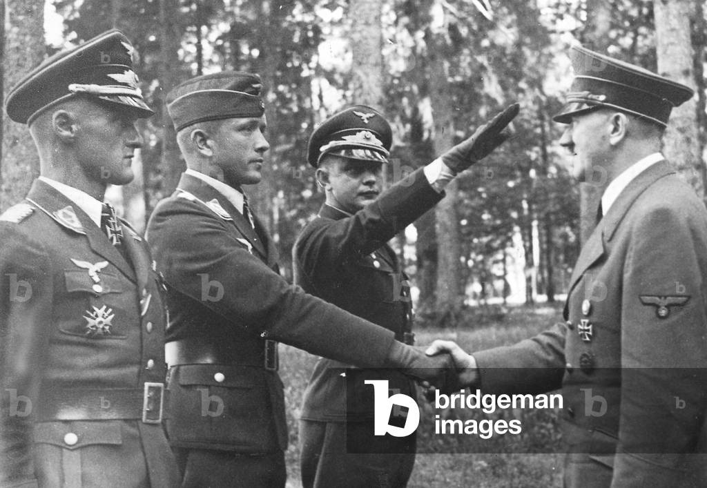 Hitler distinguishes officers, 1941 (b/w photo)