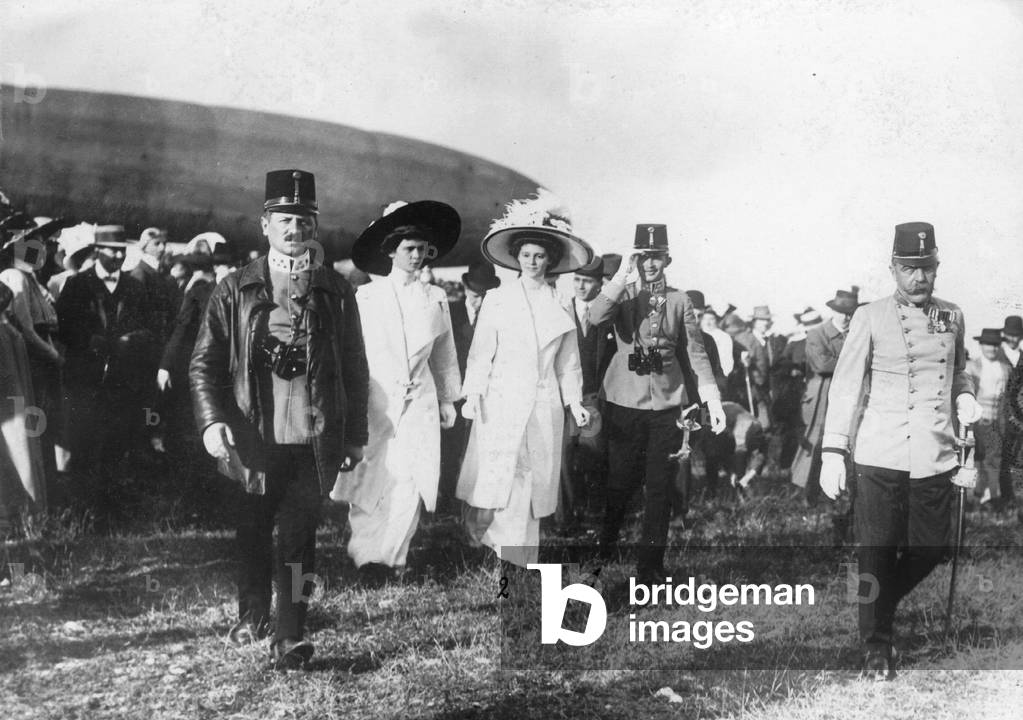 Charles I and Zita when visiting the Vienna Flight Week, 1911 (b/w photo)