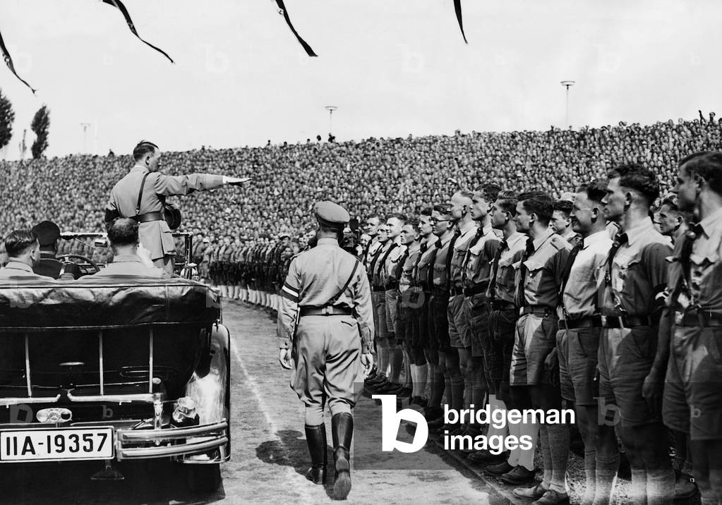 Adolf Hitler at the Nuremberg Rally, 1935 (b/w photo)