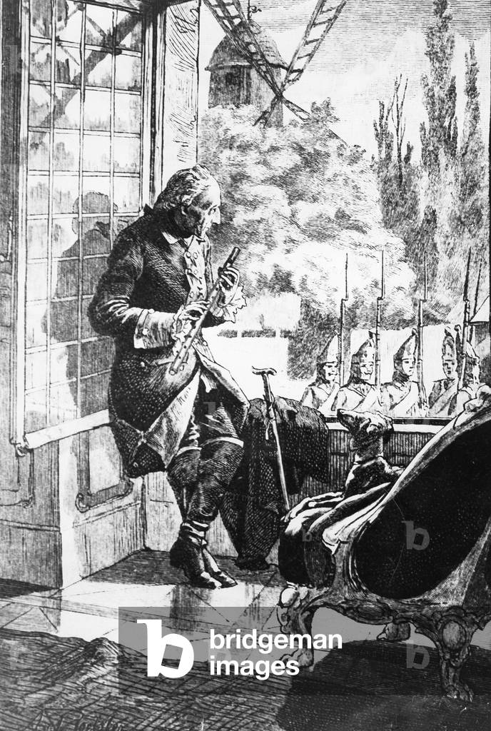 Frederick II plays the flute, circa 1775