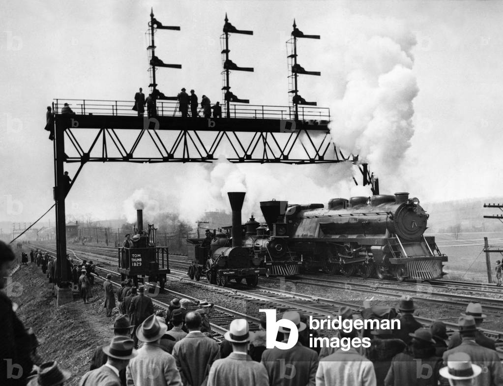 Steam locomotives in the United States, 1935 (b/w photo)