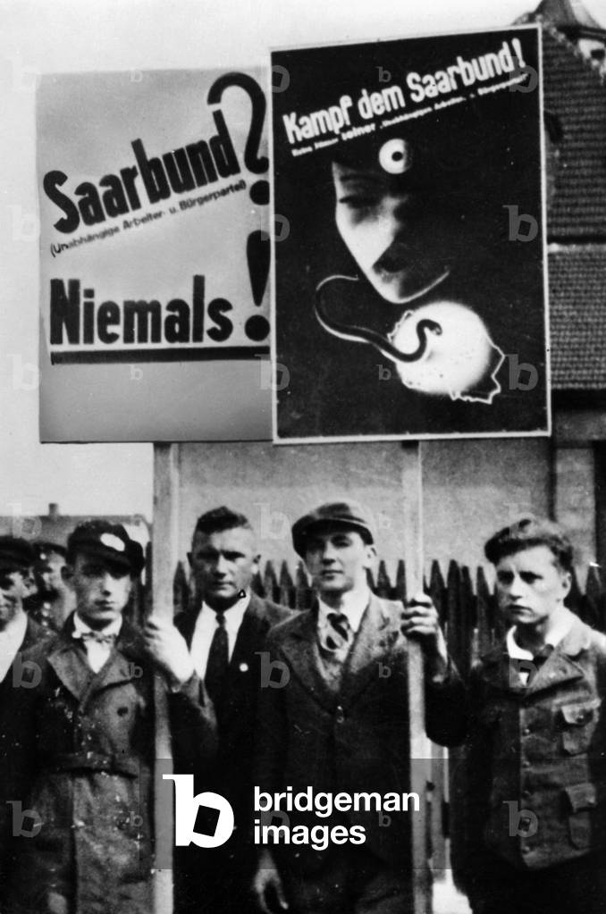 Demonstration against the Saarbund, 1935 (b/w photo)