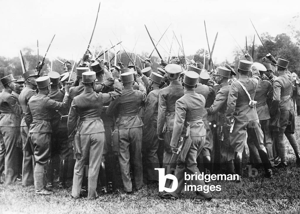 Swearing in of the officers of the Austrian army, 1936 (b/w photo)