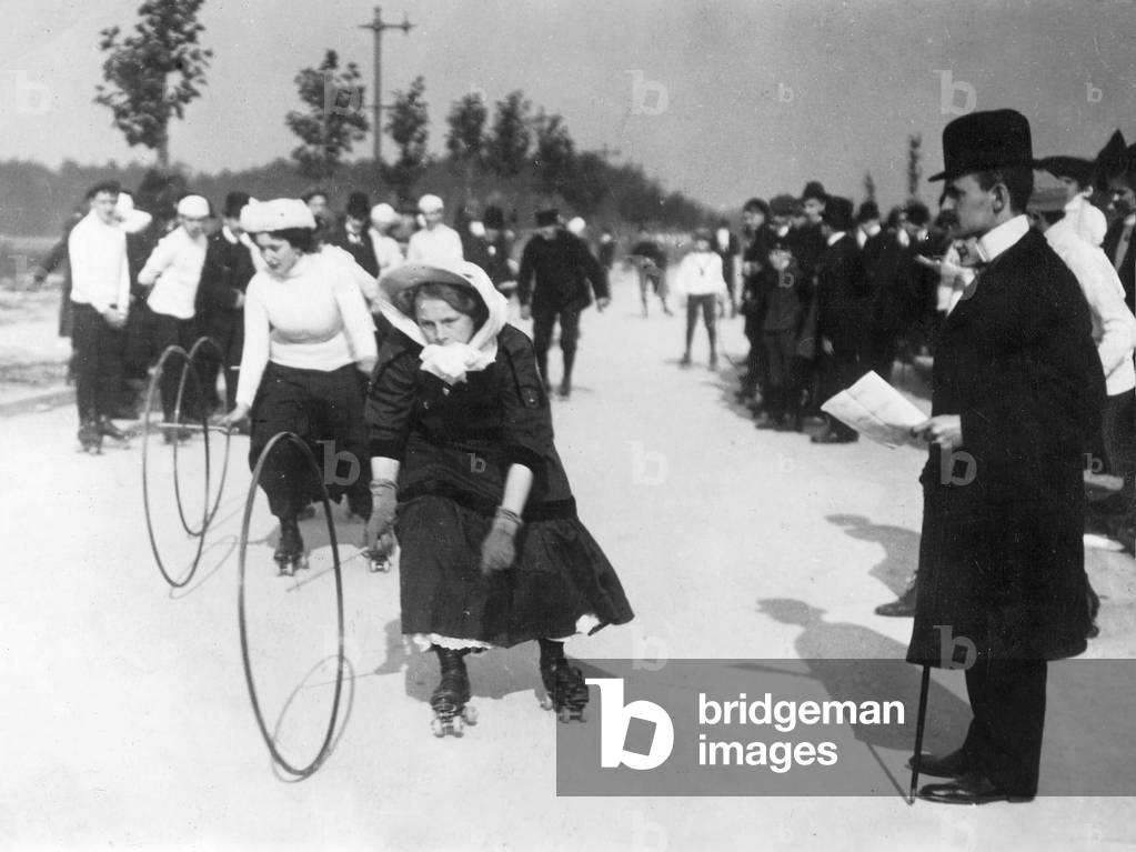 Roller skating, 1910 (b/w photo)