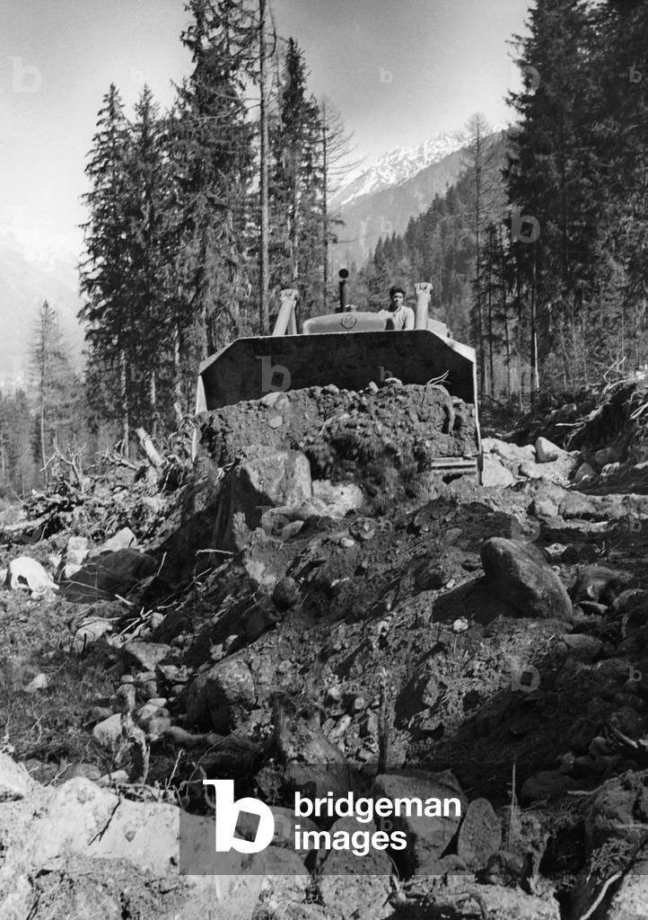 Construction of the Mont Blanc tunnel, 1959 (b/w photo)