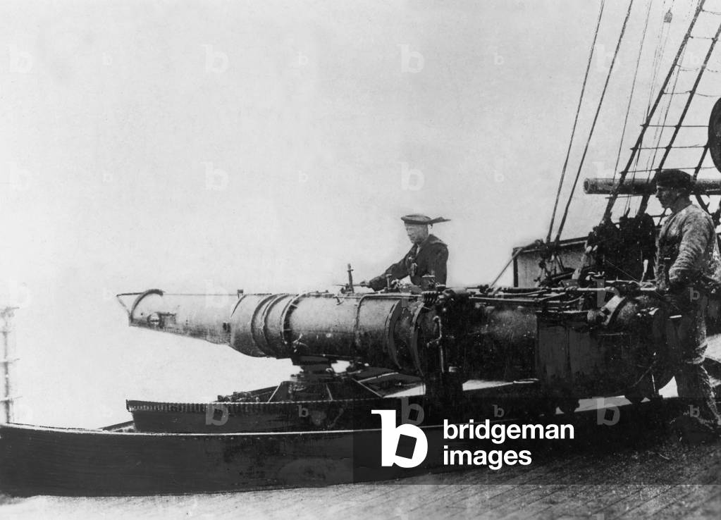 Torpedo tubes aboard SMS 'Wolf', 1918 (b/w photo)