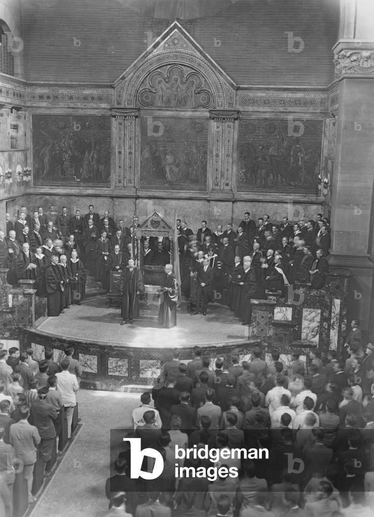 Crown Prince Gustav Adolf of Sweden receives a doctorate at Princeton, 1926 (b/w photo)