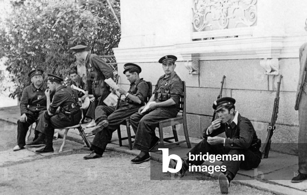 Spanish police guarding the German Embassy in Madrid, 1936
