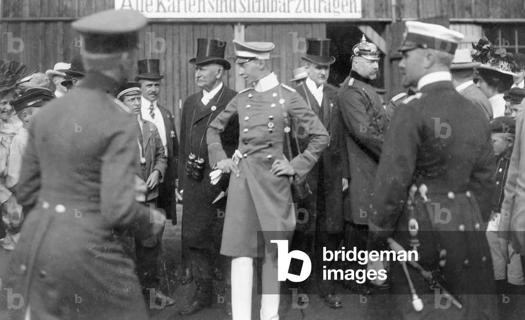 Crown Prince Wilhelm of Prussia at the horse race in Hamburg-Horn, 1908